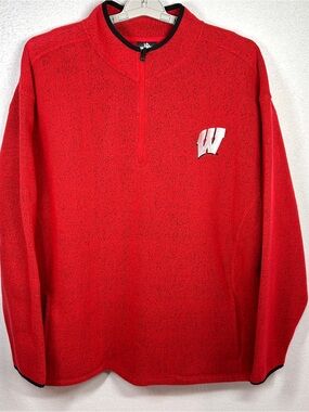 Knights Apparel Wisconsin Badgers Quarter 1/4 Zip Mens 2XL 50/52 Red Embroidered